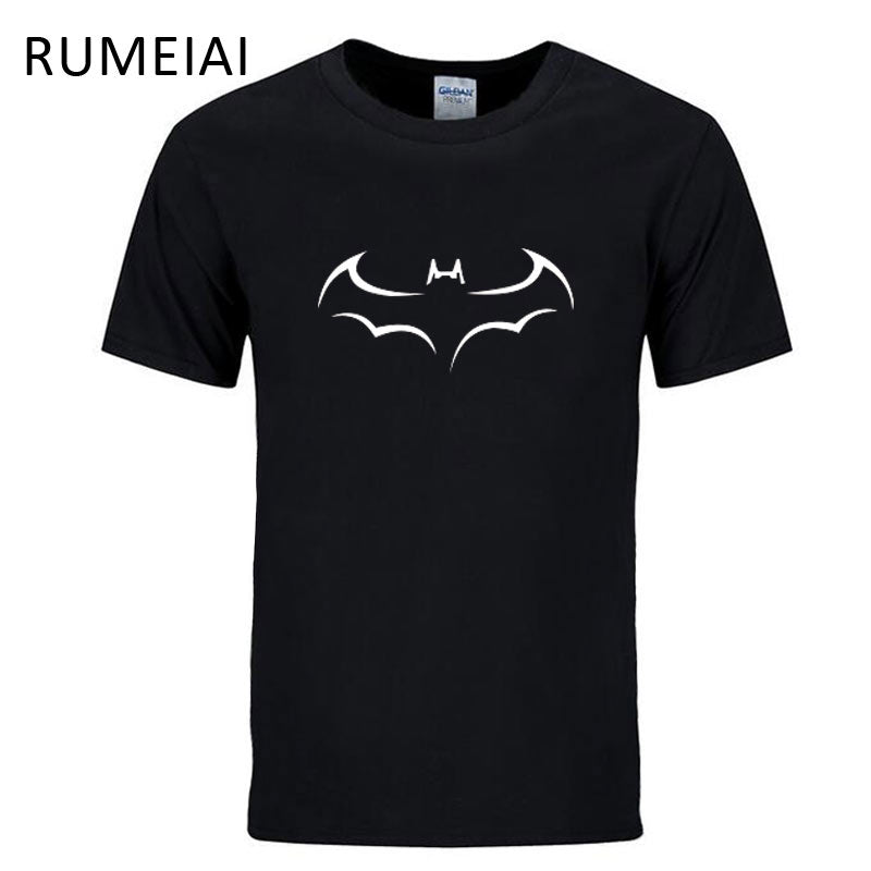 RUMEIAI 100% COTTON men t shirt casual short sleeve t-shirt for men batman print men T shirt crewneck mens tee shirt